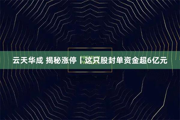 云天华成 揭秘涨停丨这只股封单资金超6亿元